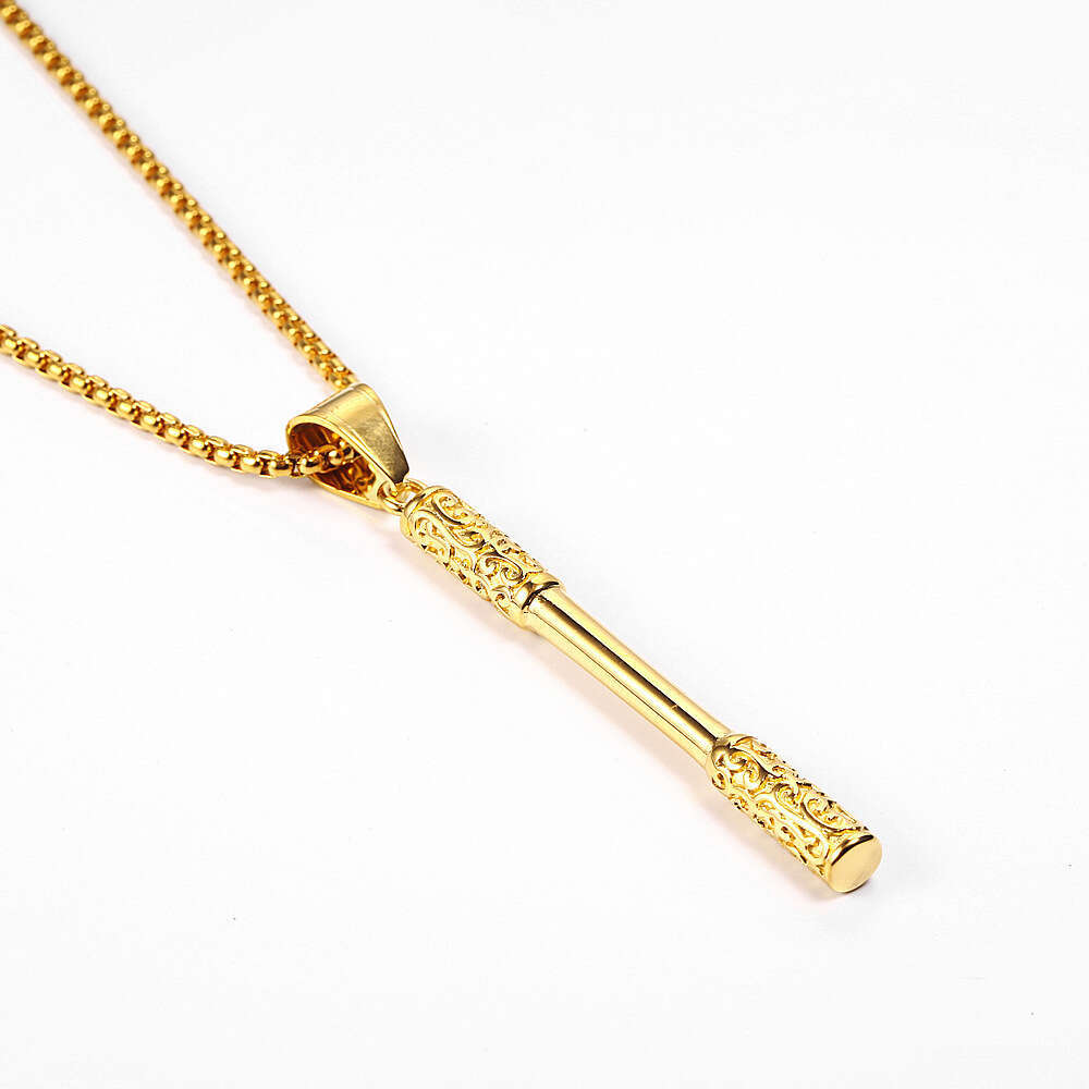Black Mythical Saint Returns, Sun Wukong's Ruyi Golden Hoop Necklace, Sea God Needle Titanium Steel Pendant, Hip hop Men's and Women's 