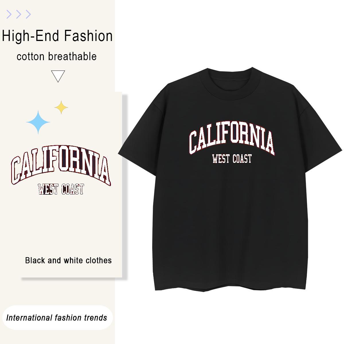 Brand T Shirts Men 100% Cotton 230g letter High Street Hip Hop Cartoon Printing L-4XL Breathable Crew Neck Couples T Shirts Classic Casual Wear