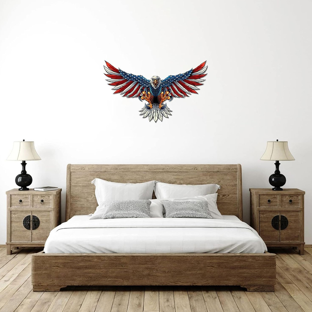 Metal American Bald Eagle Wall Art Bald Eagle Hanging Patriotic Sculpture Independence Day Wall Decoration