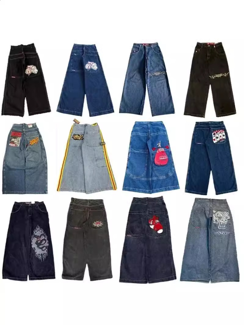Streetwear JNCO Y2K Baggy Jeans Men High Quality Embroidered Vintage Women Hip Hop Goth Harajuku Casual Wide Leg Pants 240619