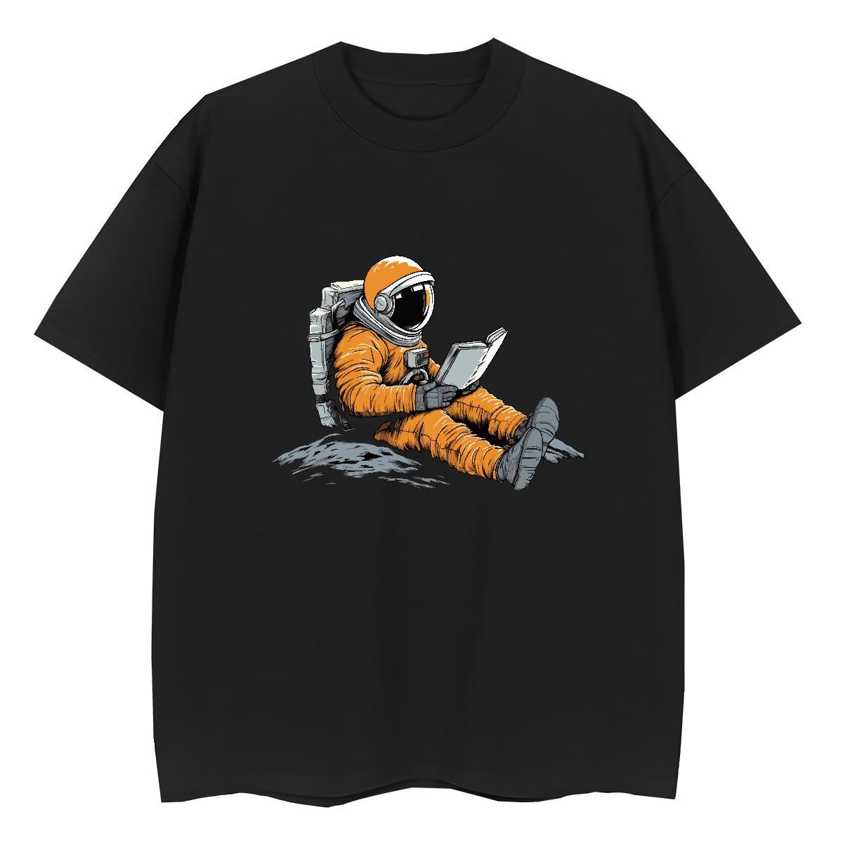 Nice Women Tees 230g Pure Cotton cosmonaut Home Outdoor T Shirts Women Crew Neck Breathable Custom Print Oversized Wear