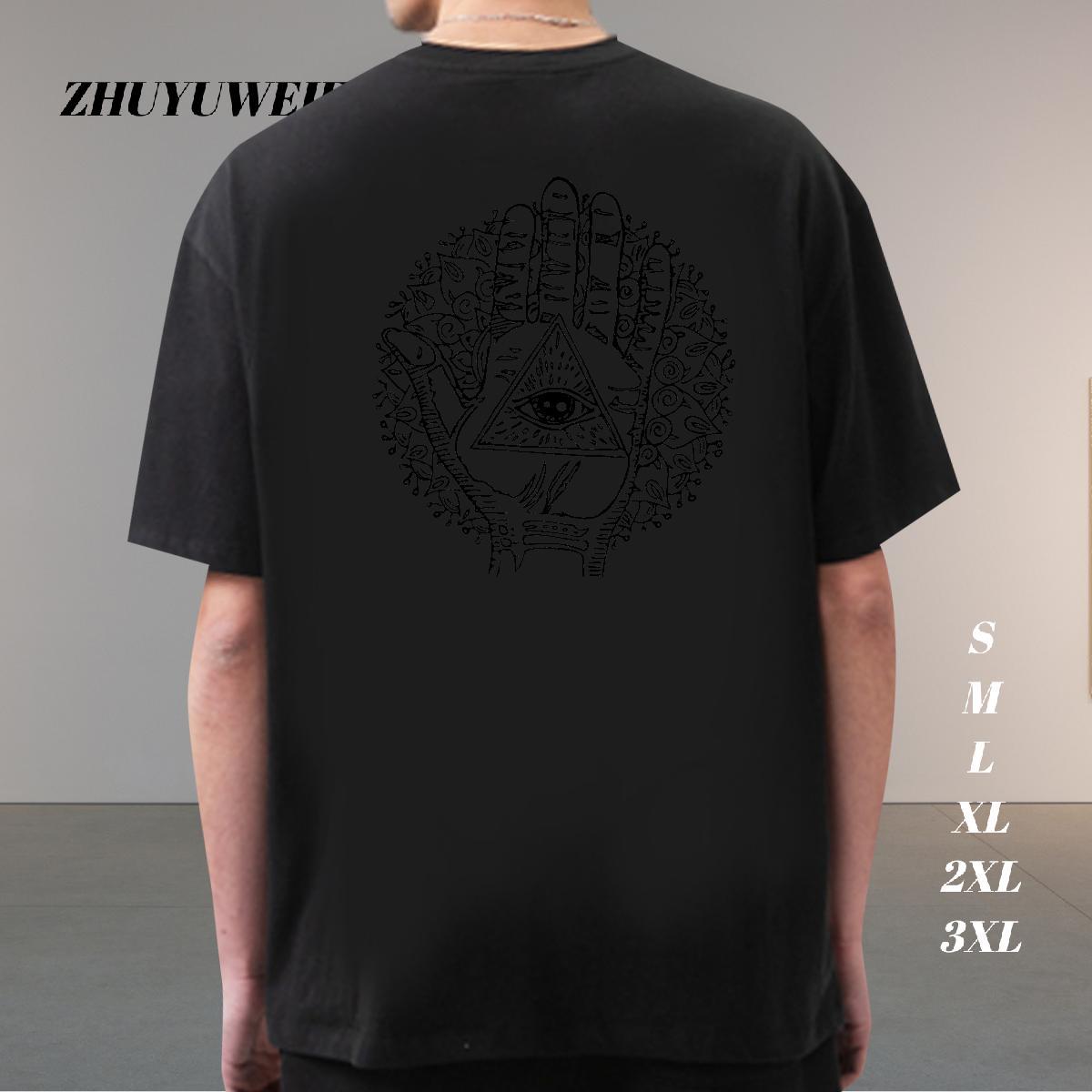 Designer T Shirts Men 230g Cotton eye of the devil Summer Casual DIY Printed Breathable Short Sleeve Tshirts Classic Casual Tops