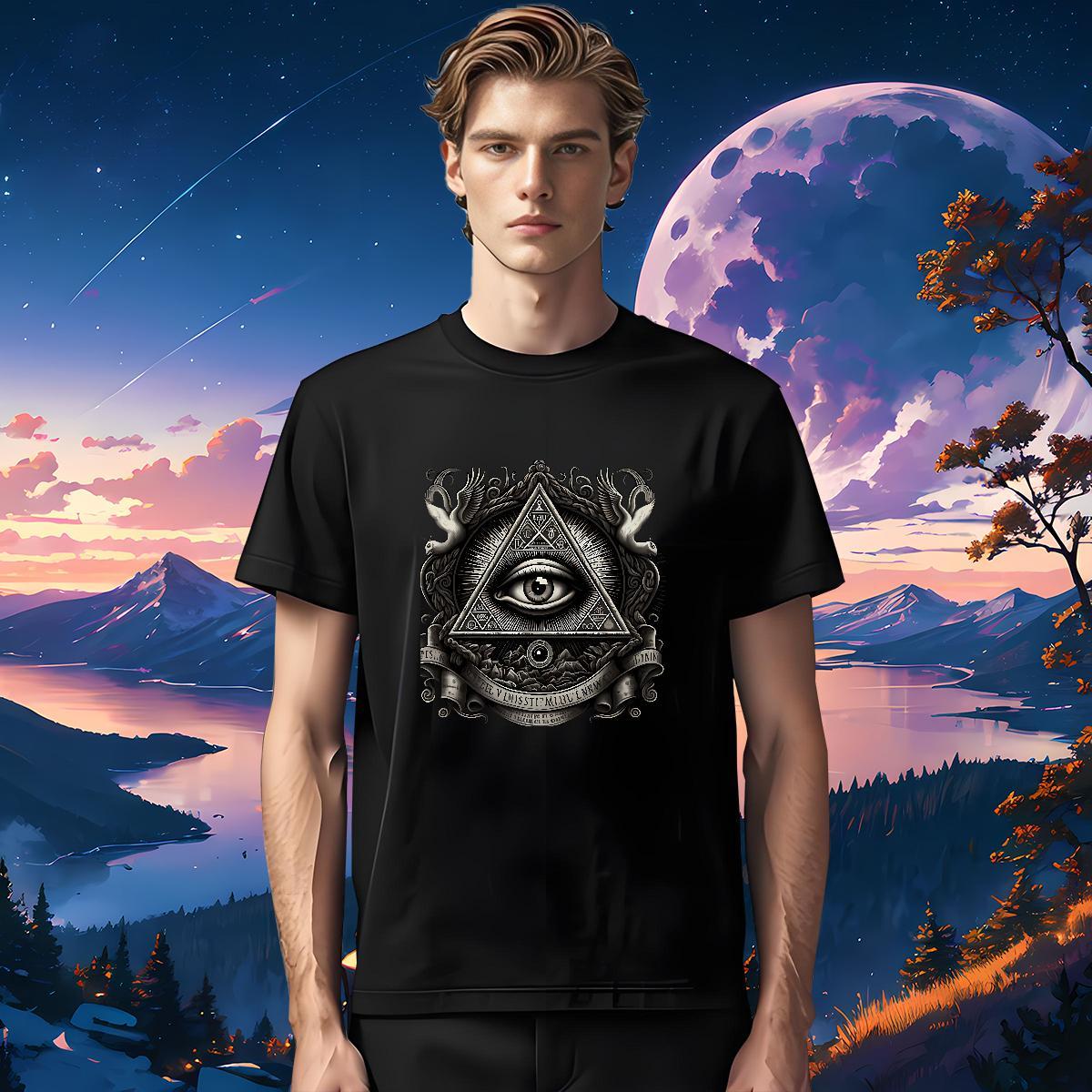 High Quality Mens T Shirts 230g Cotton eye of the devil Daily Wear Oversized 4XL Round Neck Short Sleeve Men Clothes T-Shirt New Arrival Tees Shirts