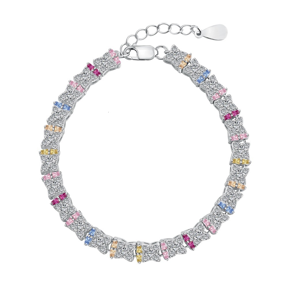 New S Pure Sier Bracelet, Exquisite Colored Zirconia Inlaid with Full Diamond, Fashionable and Versatile Design, Women's Batch