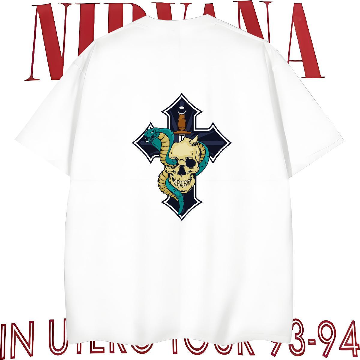Soft T Shirts Men 100% Cotton 230g skull Street Casual Plus Size Cartoon Breathable Short Sleeve Men Tees Wholesale Tops Tees