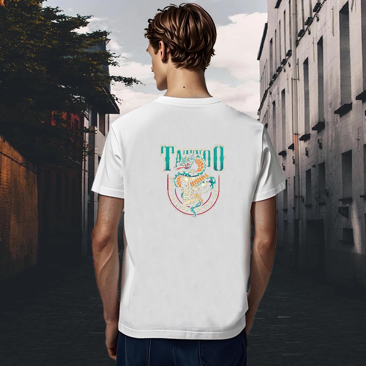 Classic Men T Shirts 230g Pure Cotton skull Hip Hop Customized Print Breathable Crew Neck Tshirts Casual New Tops Shirt