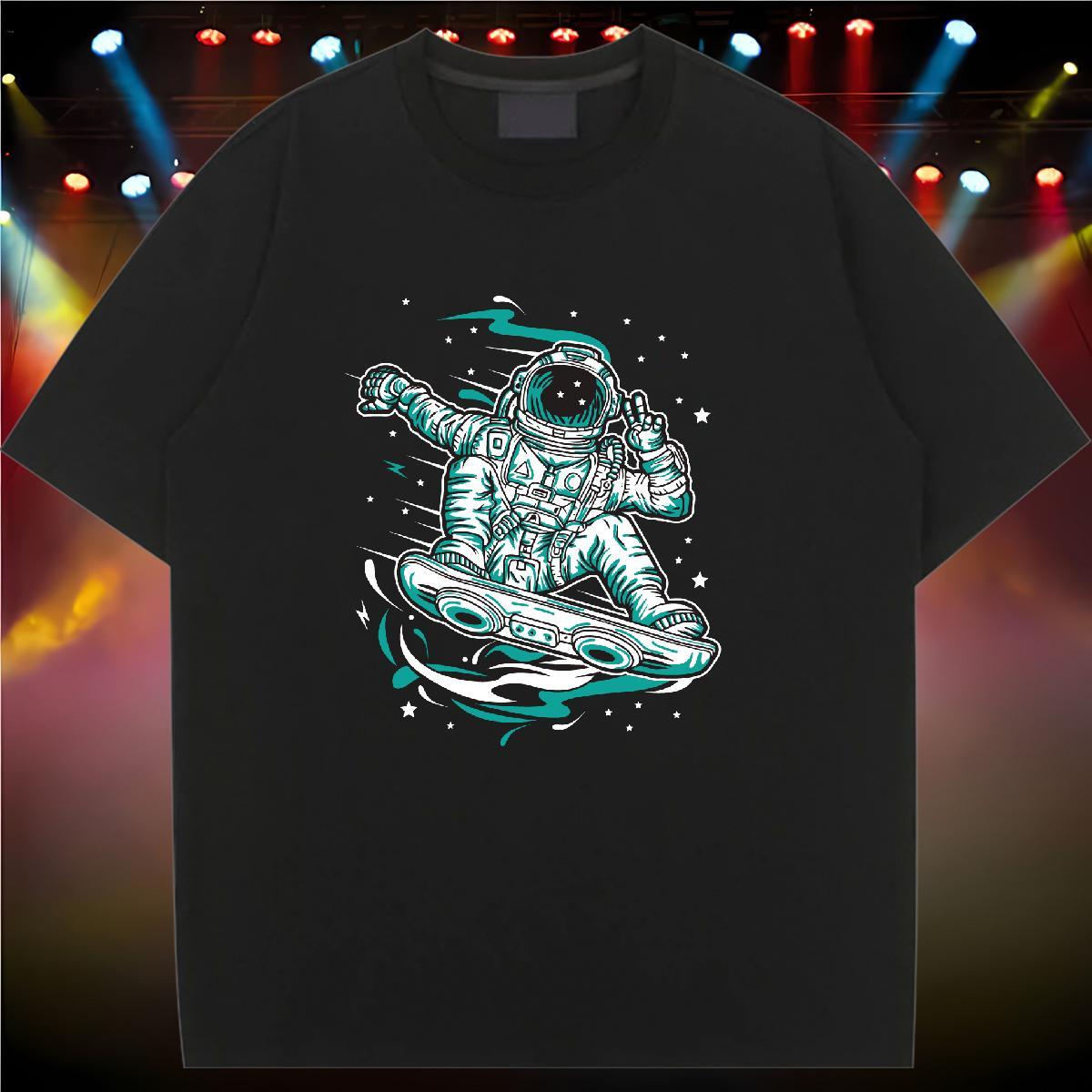 5A Couples T Shirts 230g Cotton universe Daily Outfit T-Shirts for Women O-Neck Short Sleeve Plus Size Cartoon Tops Shirt
