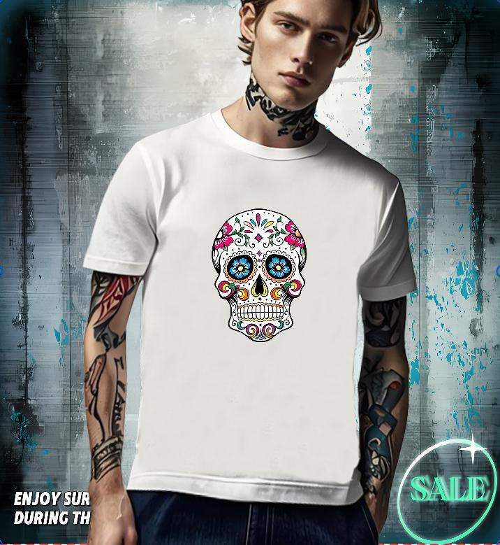 Free Shipping Men T Shirts 230g Pure Cotton skull High Street Hip Hop DIY Logo Oversized Short Sleeve O-Neck Men Tshirts Fashion Tops Tees