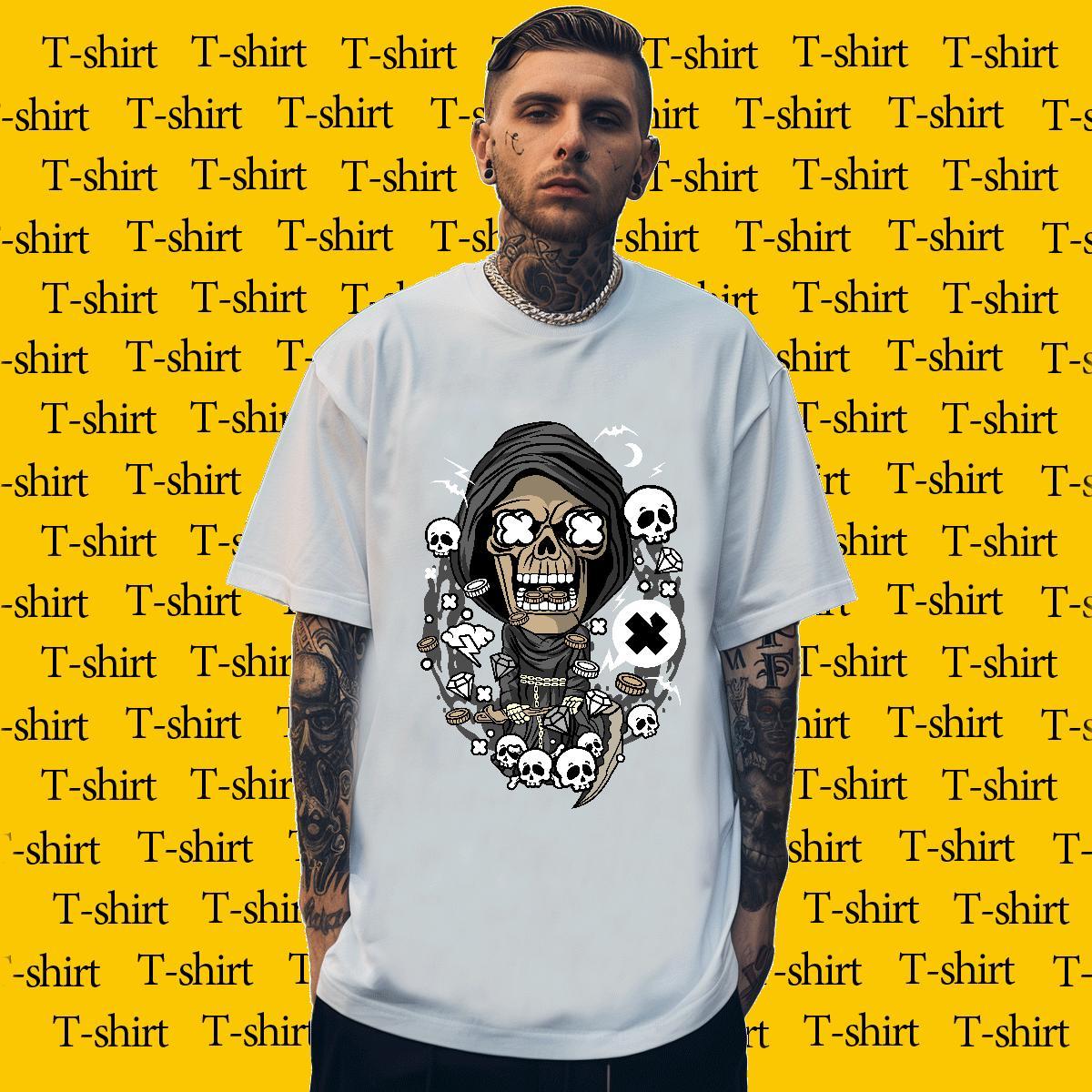 Classic Men T Shirts 100% Cotton 230g skull Sports Casual Oversized 3XL 4XL Short Sleeve O-Neck Couples T Shirts Fashion Design Clothes
