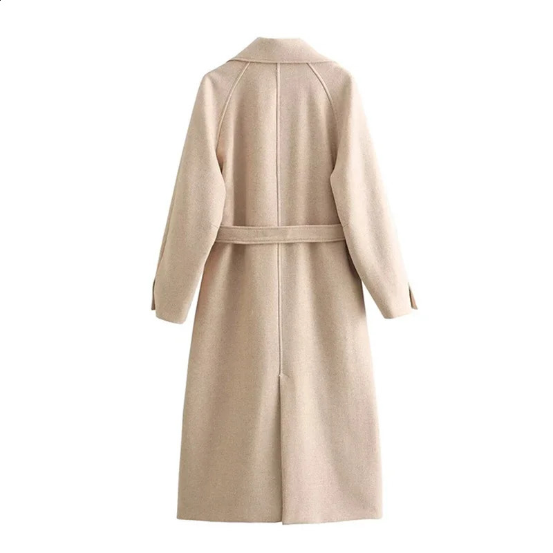 Coats and Jackets Women with Belt Casual Loose Wool Coat Fashion Female Turn-down Collar Jacket Elegant Winter Coat 240826