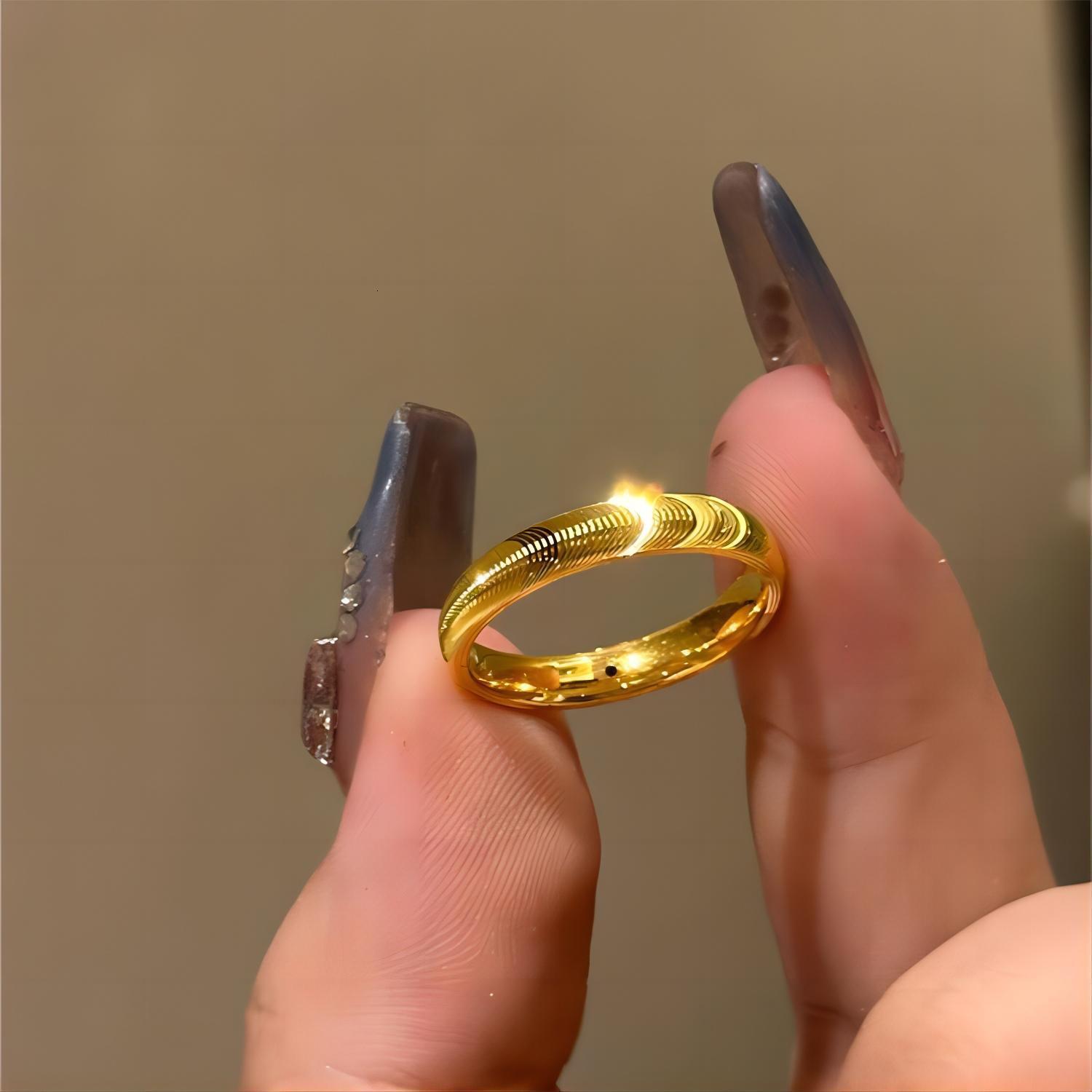 Jindian Same Style Cat Eye Plating Plain Ripple Fashion Simple Solid Couple Ring