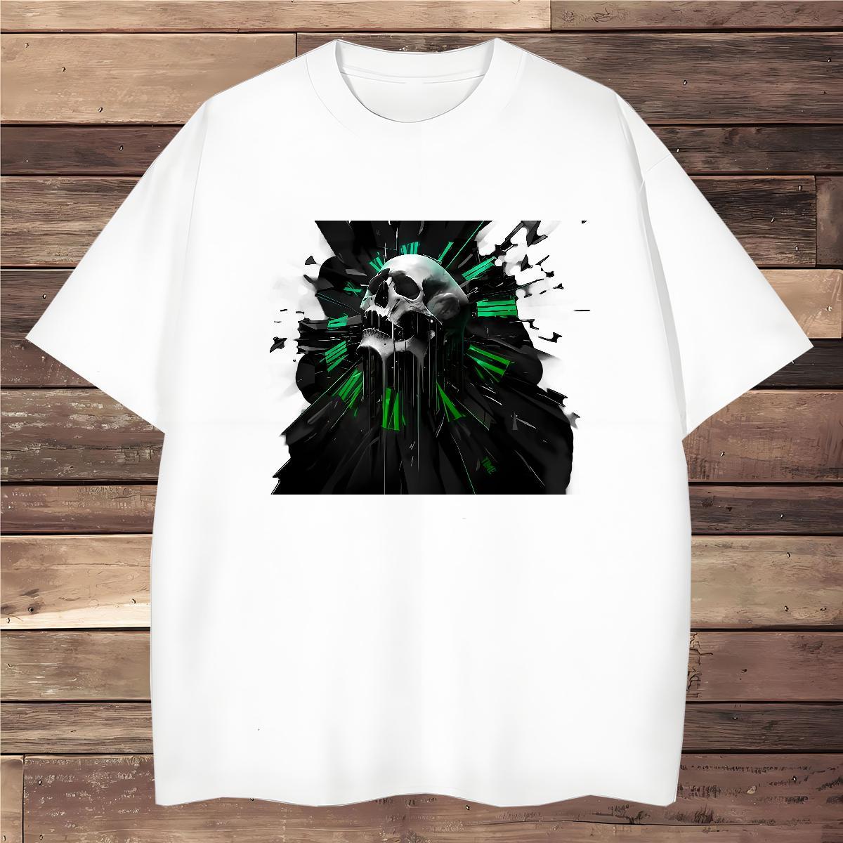 Brand T-Shirts 230g Cotton skull Outdoor Anime Print Breathable Soft Men Tshirts Classic Tops