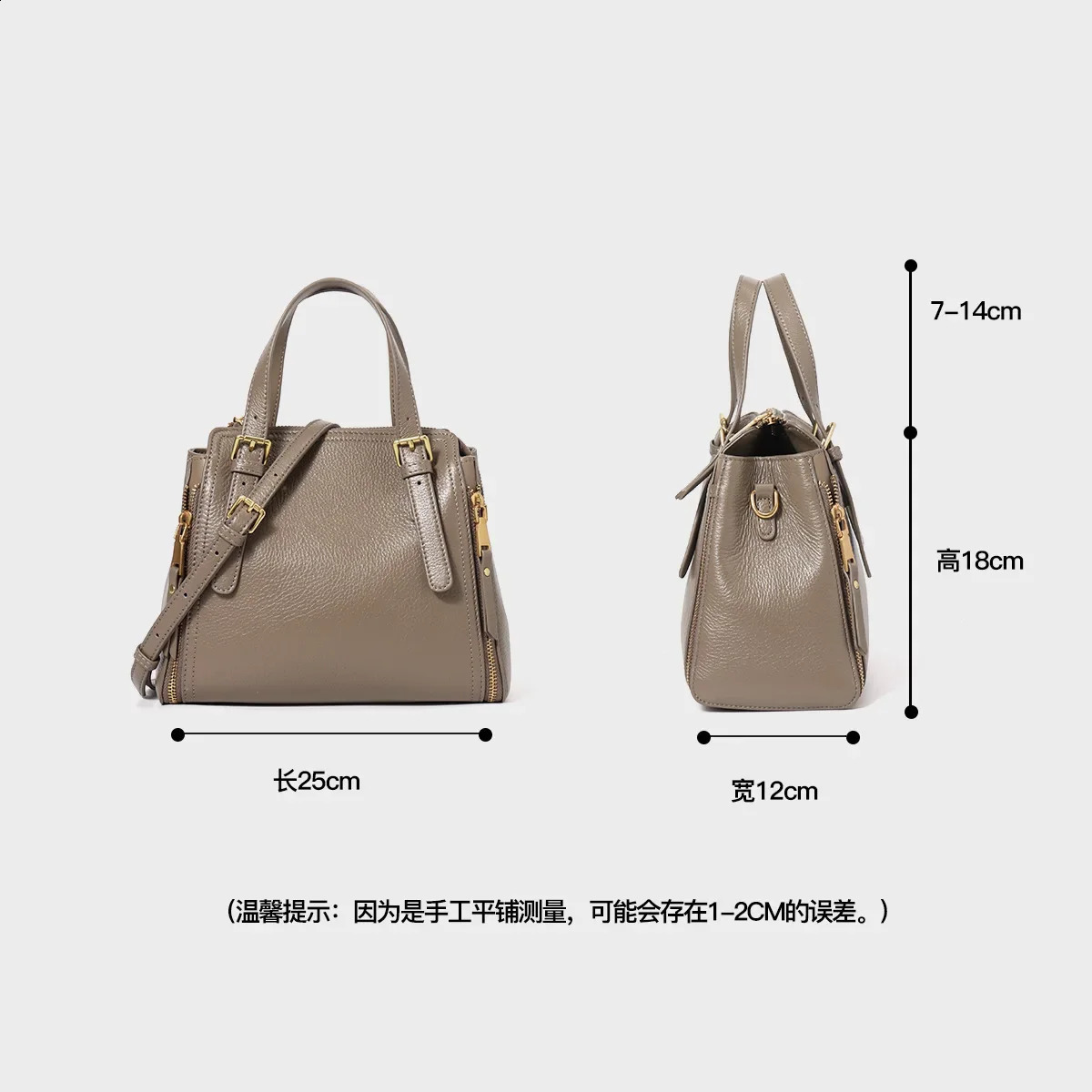 womens handbag high-quality genuine leather shoulder bag with large capacity cowhide zipper and metal buckle handbag 240826