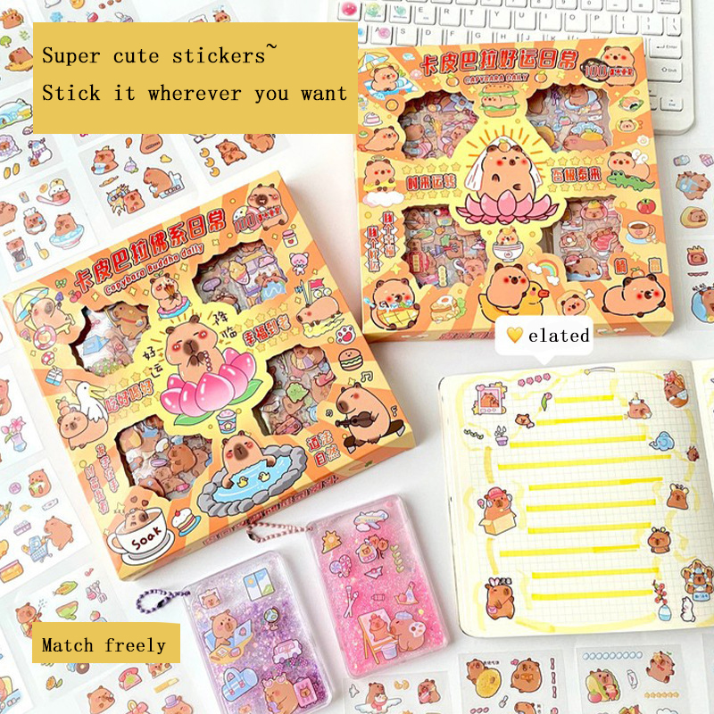 Capibala Sticker Set Creative Cartoon Waterproof Stationery Stickers Internet Celebrity Children's Student DIY Account Material