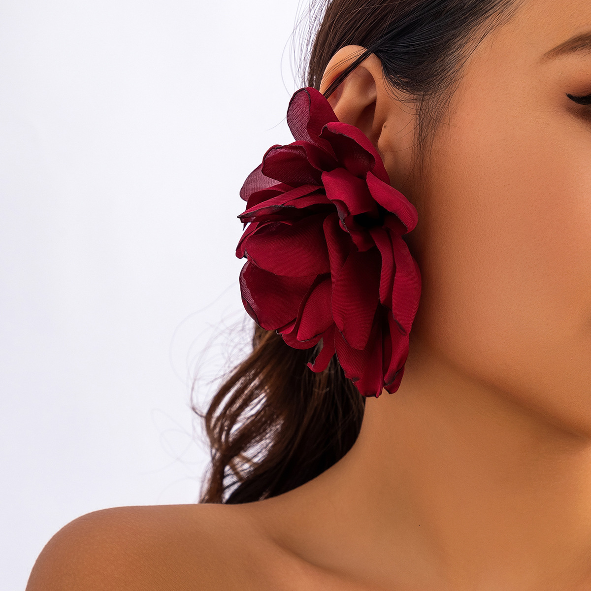 Exaggerated Fabric Design for Jewelry: Big Summer Earrings, Small Flower Earrings