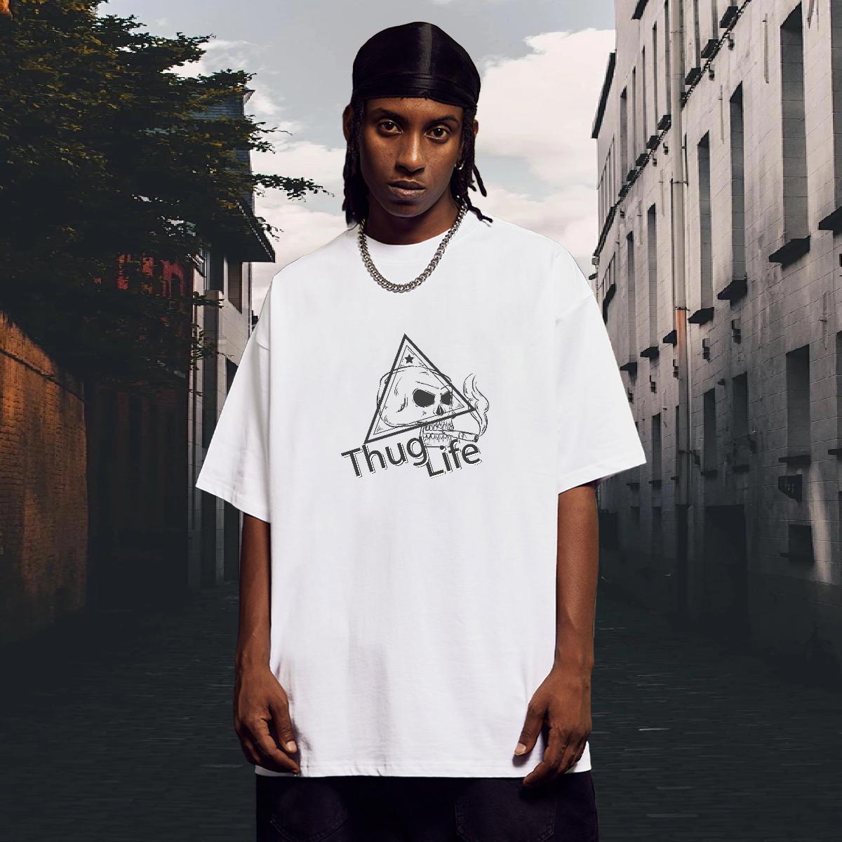 Loose Fit T-Shirts for Men 100% Cotton 230g skull Sports Casual Custom Print Oversized O-Neck Short Sleeve Men Clothes T-Shirt New Tees Shirts