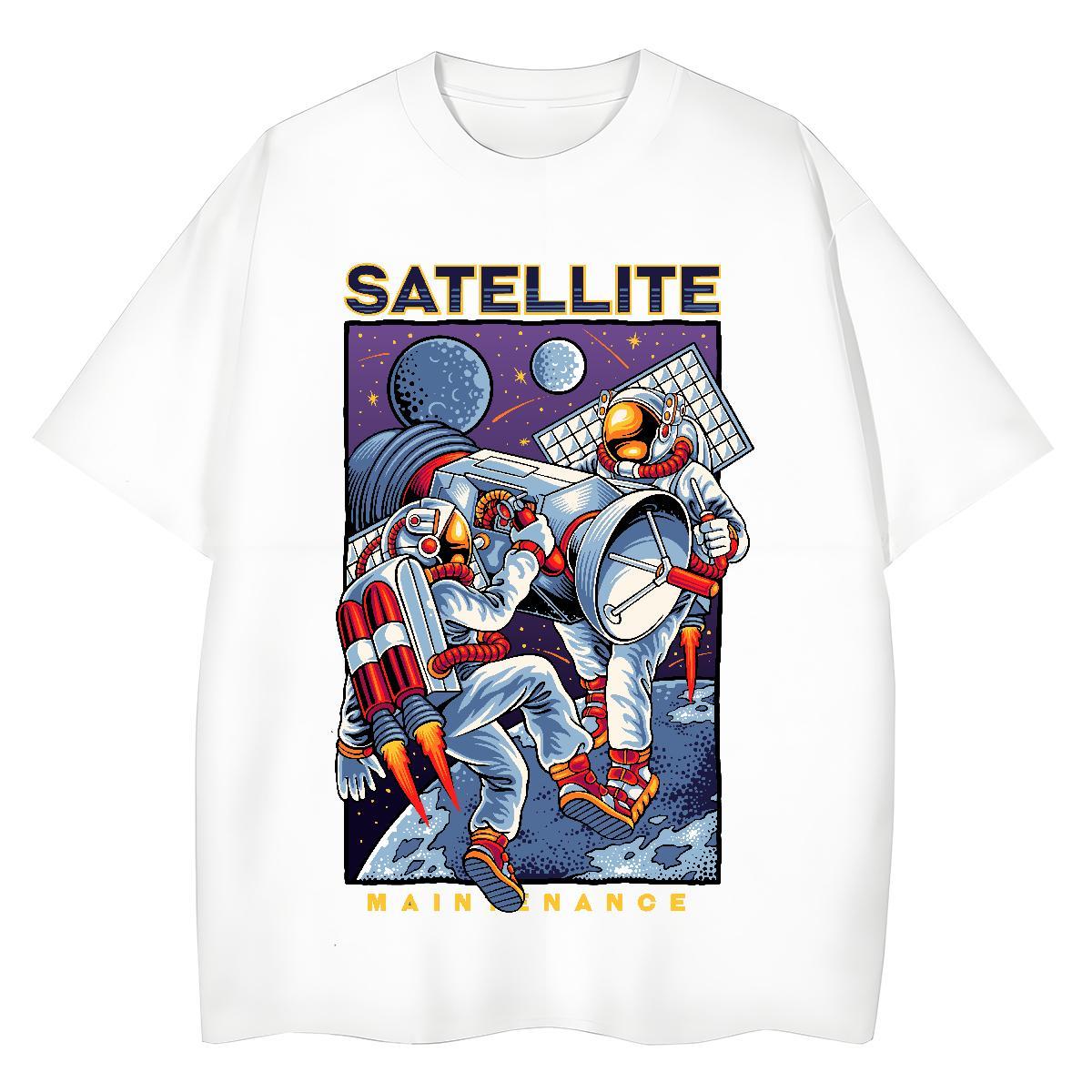 5A Tshirt for Man Woman 100% Cotton 230g spaceman Hip Hop T Shirt For Woman Breathable Soft Floral Print Tops Tees