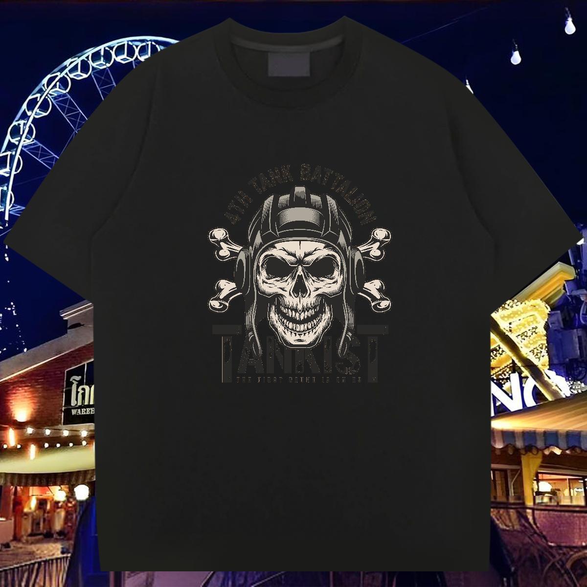 Loose T-Shirts 230g Cotton skull Spring Summer Plus Size Custom Breathable Short Sleeve Men Tshirts Customized Tees