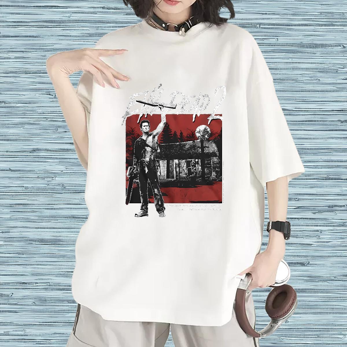 Brand Women Tshirts 230g Cotton scary Outdoor T Shirts Women Breathable Cartoon Printing L-4XL Clothes