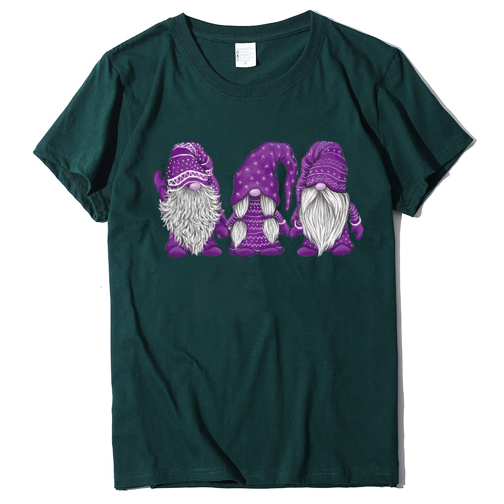Short Sleeve Three Santa Claus Printed T-shirt Christmas Women's Top dongdumaoyi