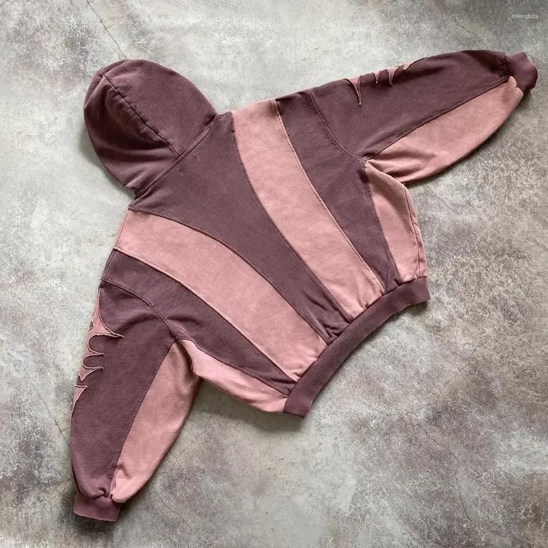 Women's Hoodies High Street Distress Harajuku Fashion Star Patch Old Sweatshirt Winter Streetwear Men Women Patchwork Gothic Trendy
