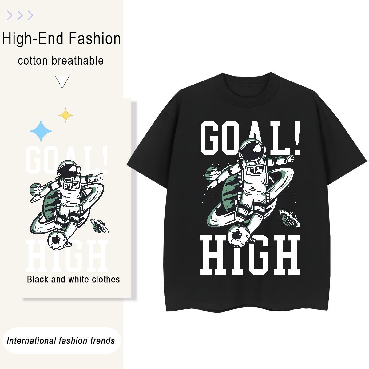 Unisex Women Tees 100% Cotton 230g spaceman Hip Hop Street T shirt Breathable Crew Neck Skull Tshirts