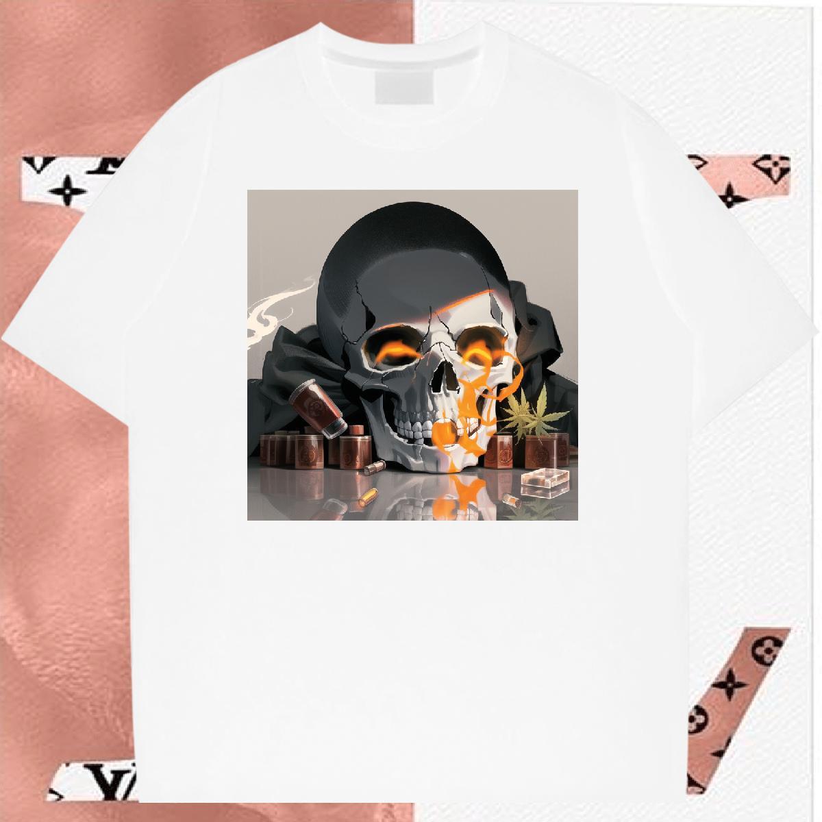Popular T Shirt For Man 100% Cotton 230g skull Outdoor Anime Breathable Short Sleeve Tshirt for Man Woman New Designer Clothings