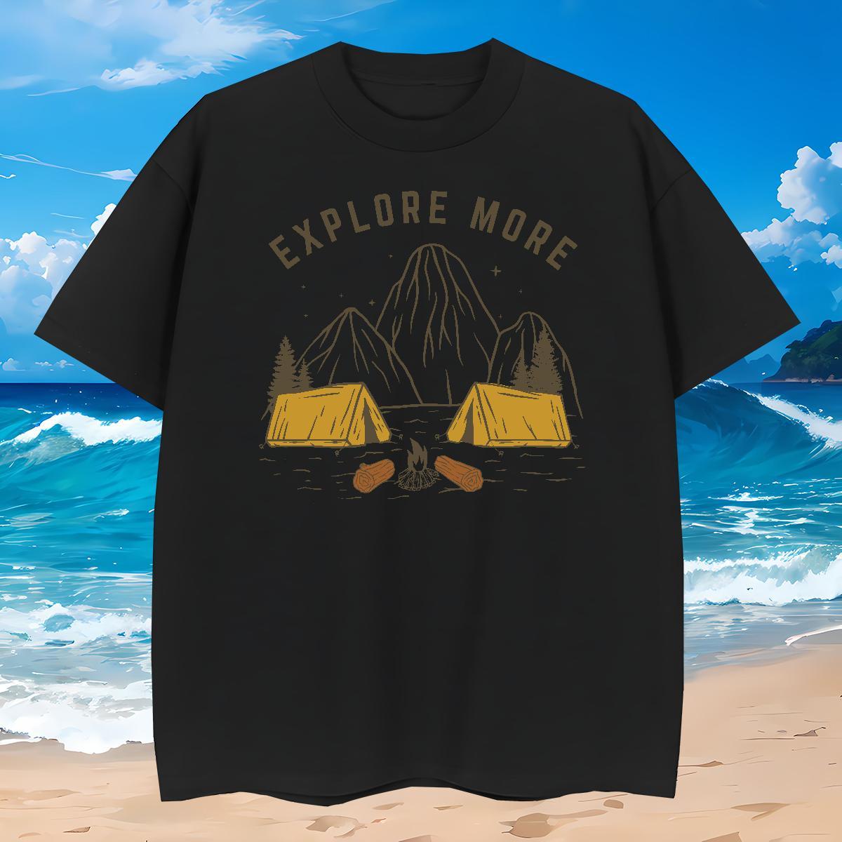 Comfortable T shirt 100% Cotton 230g mountains Summer Casual Oversized 3XL 4XL Crew Neck Breathable Men Tops Tees Fashion Casual Tees Shirts