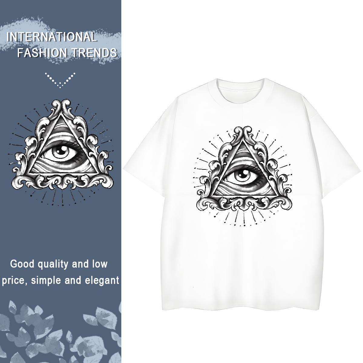 Designer T-Shirts 230g Pure Cotton eye of the devil Daily Outfit DIY Printed O-Neck Short Sleeve Men Tops Tees New Top Tees