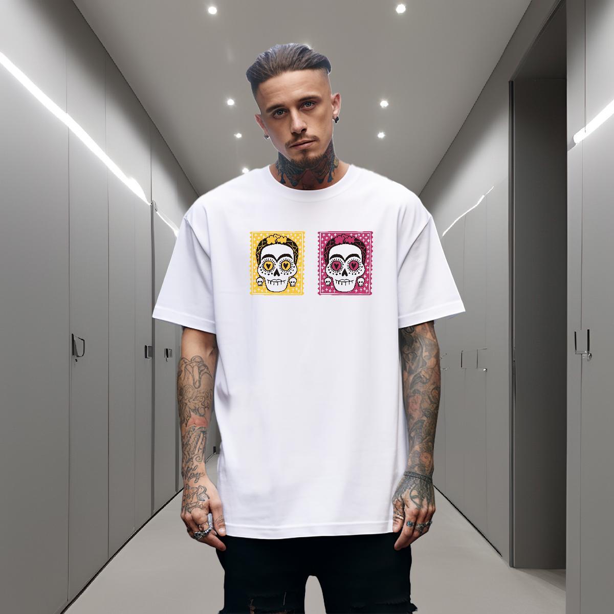 Comfortable Man T Shirts 100% Cotton 230g skull Sports Casual DIY Printed Breathable Crew Neck Tshirts Wholesale Tops Shirt