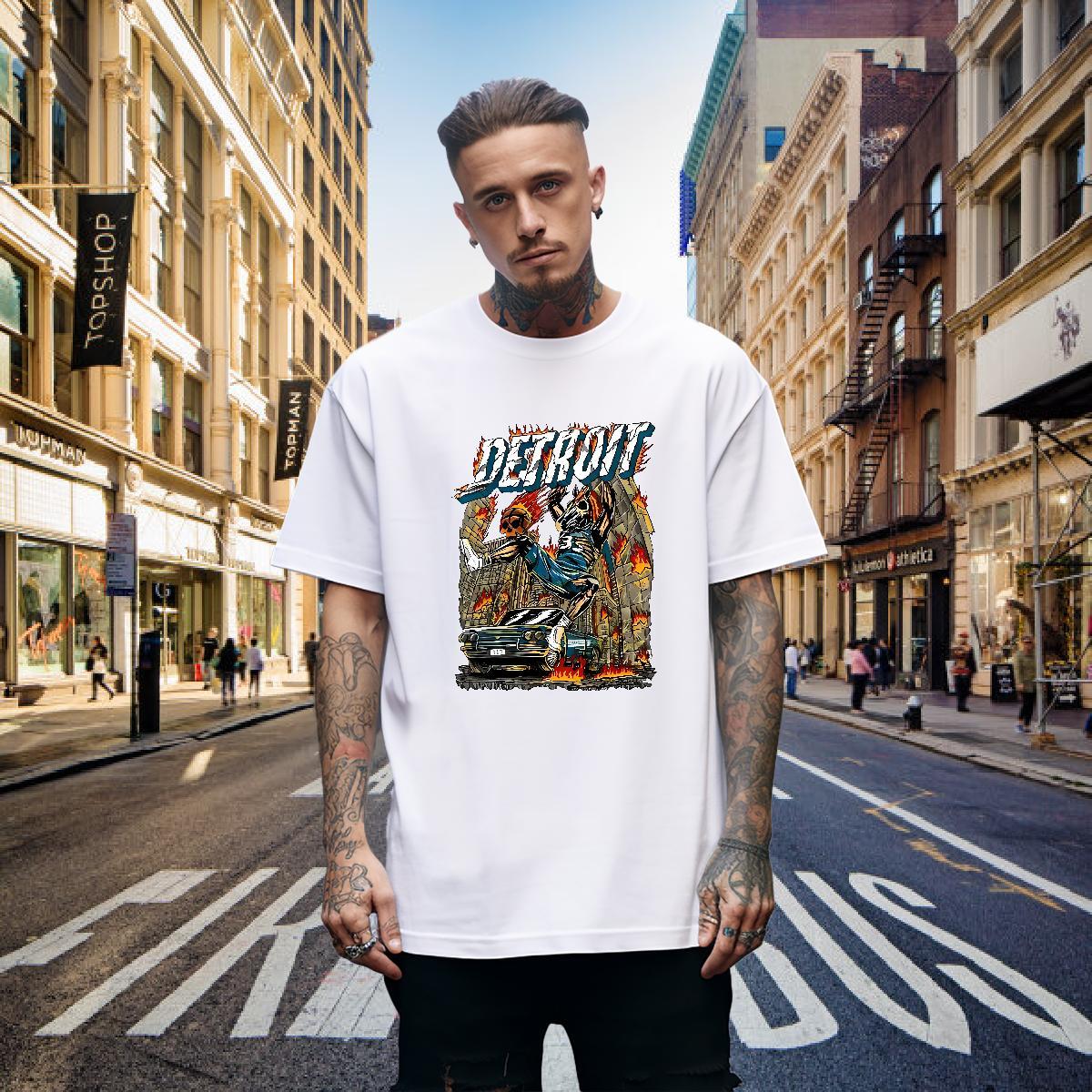 Cool T Shirts Men 230g Cotton skull Sports Casual Custom Print Oversized Breathable Short Sleeve Tshirts DIY Customized Clothings