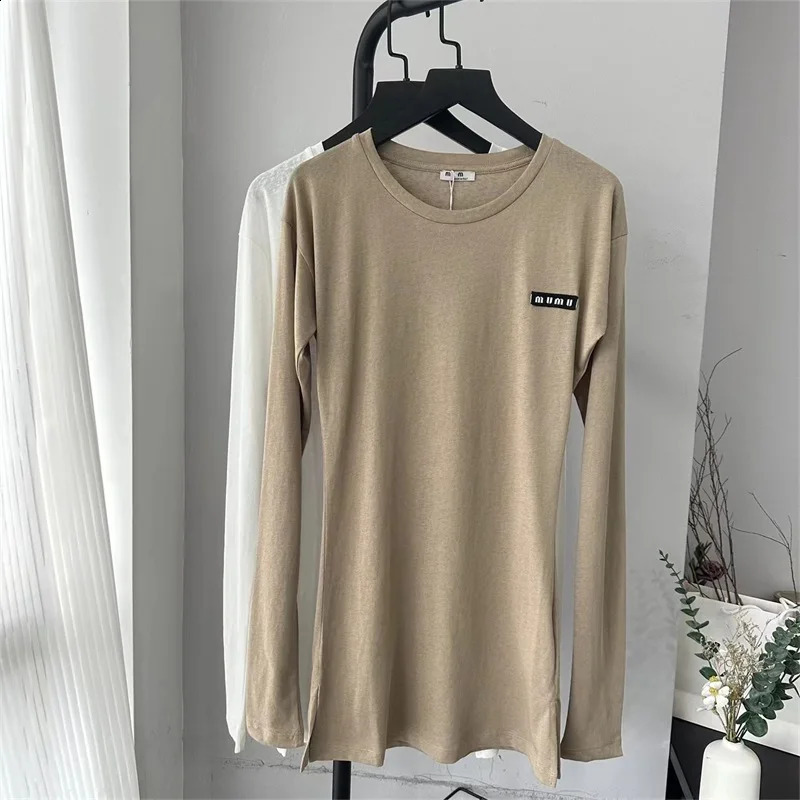 Ladies Spring/Summer Classic Long Sleeve T-shirt City Solid Color Long Sleeve O-Neck Sexy Tight T-shirt 240826