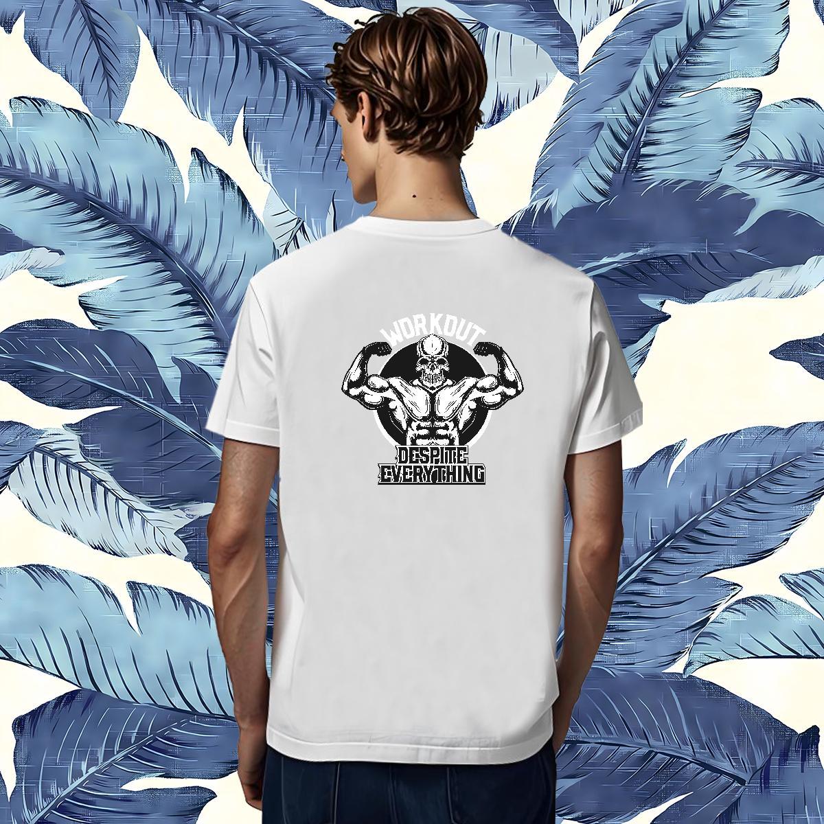 Free Shipping T-Shirts for Men 230g Pure Cotton skull Casual Daily Wear Custom Big Size Breathable Short Sleeve Tshirts 2024 DIY Top Tees