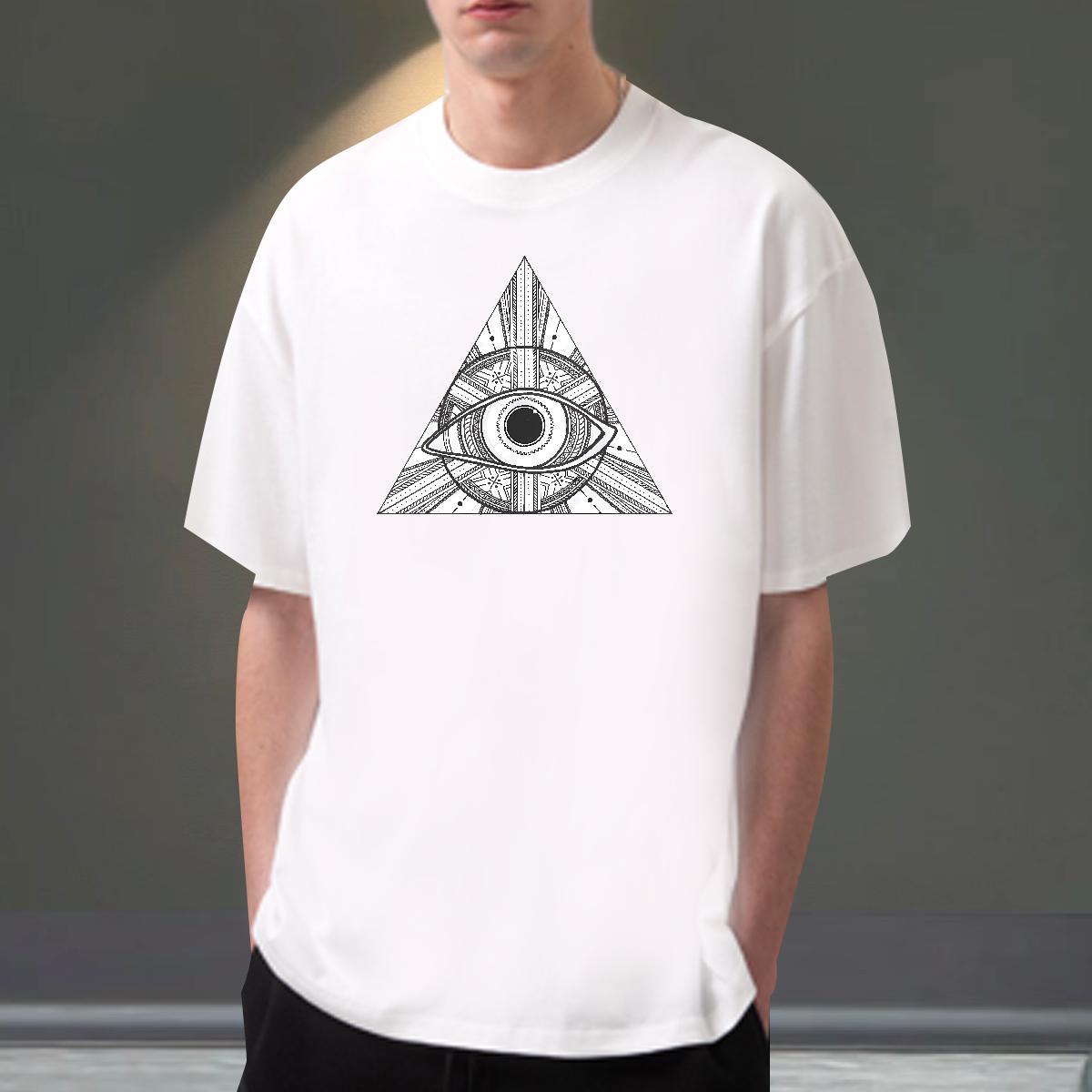 Unisex Men T Shirts 230g Cotton eye of the devil Street DIY Breathable Short Sleeve Men Tshirts Fashion Tops