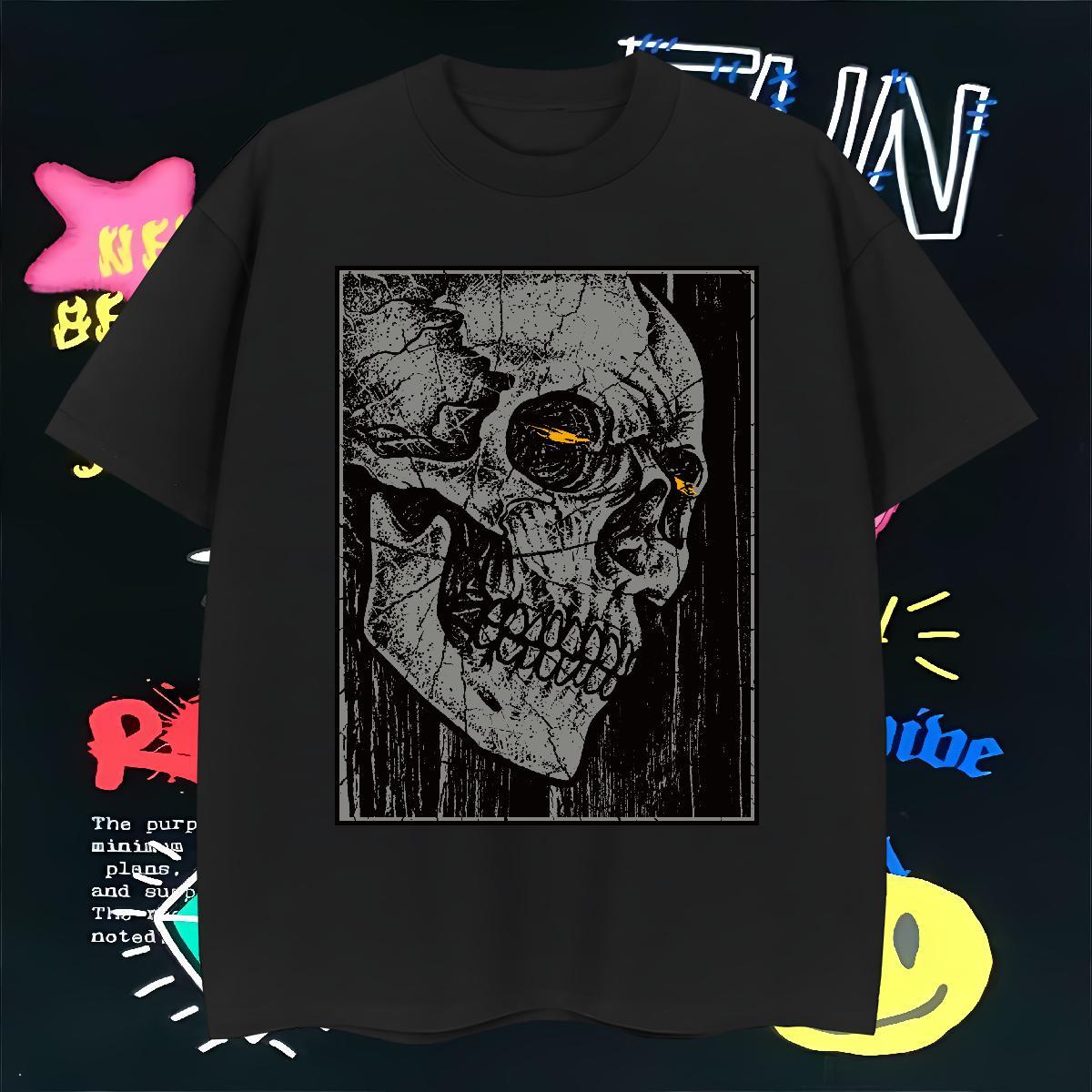 Comfortable T-Shirts 230g Cotton skull Street Casual Custom Anime Breathable Short Sleeve Men Tees Wholesale Tees Shirts