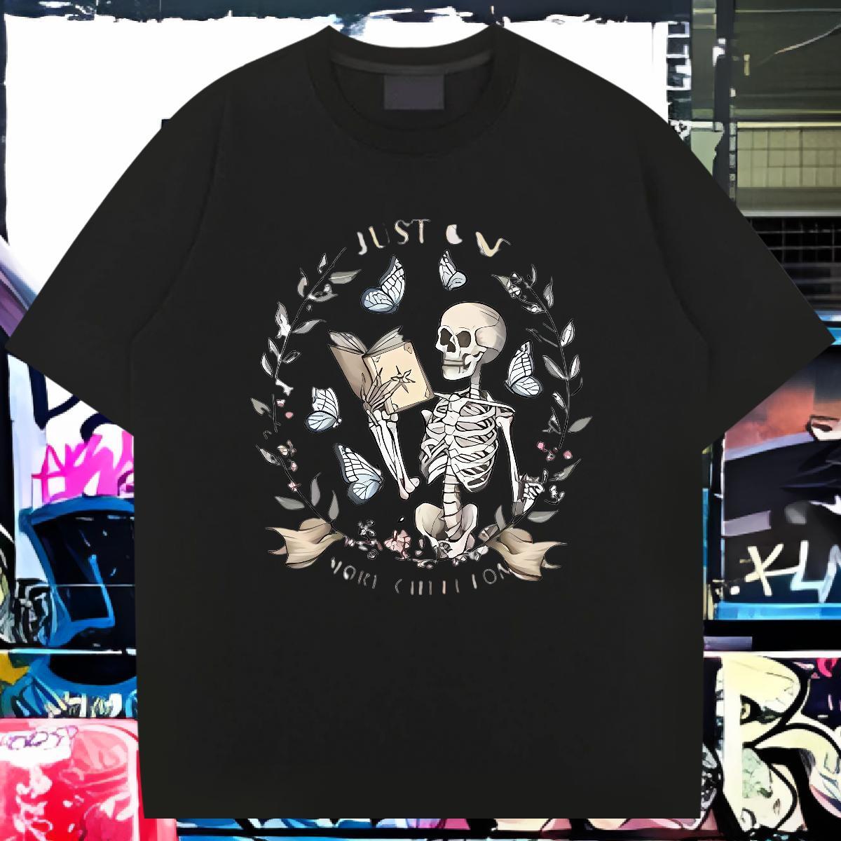 Designer Man T Shirts 230g 100% Cotton book Anime Printing Street Black Oversized Breathable Tshirt for Man Woman Brand Tees Shirts