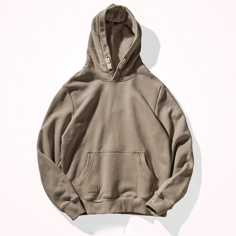 Heavy pile thick wool circle hoodie sports hoodie mens n-style retro pure color youth coat 240814