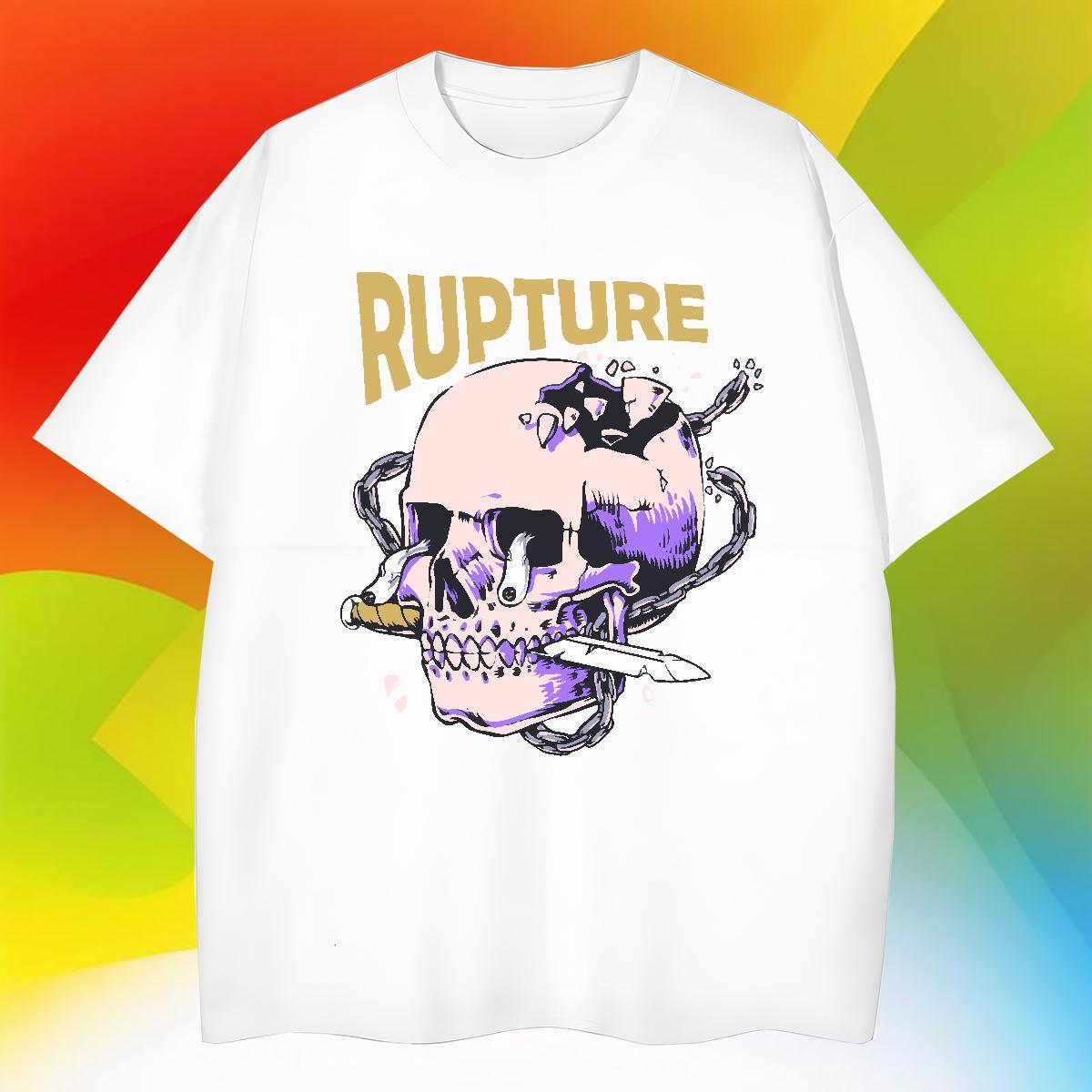Loose T Shirts Men 230g Pure Cotton skull Street Wear Oversized 4XL Crew Neck Breathable Tshirt for Man Woman Designer Tee Shirt