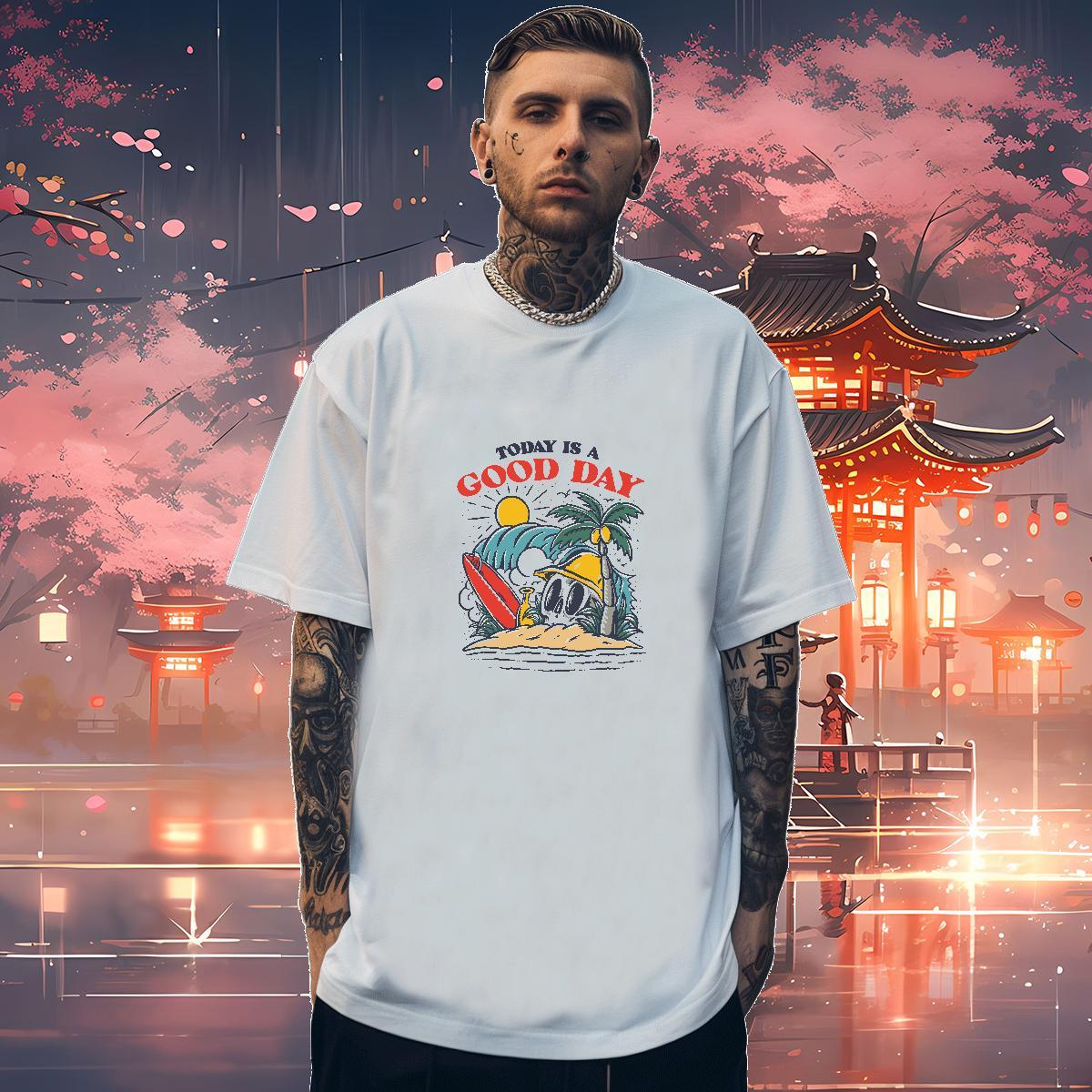 Loose T Shirts Men 100% Cotton 230g skull Casual Daily Wear Customized Breathable Crew Neck Tshirts Factory Direct Tee Shirt