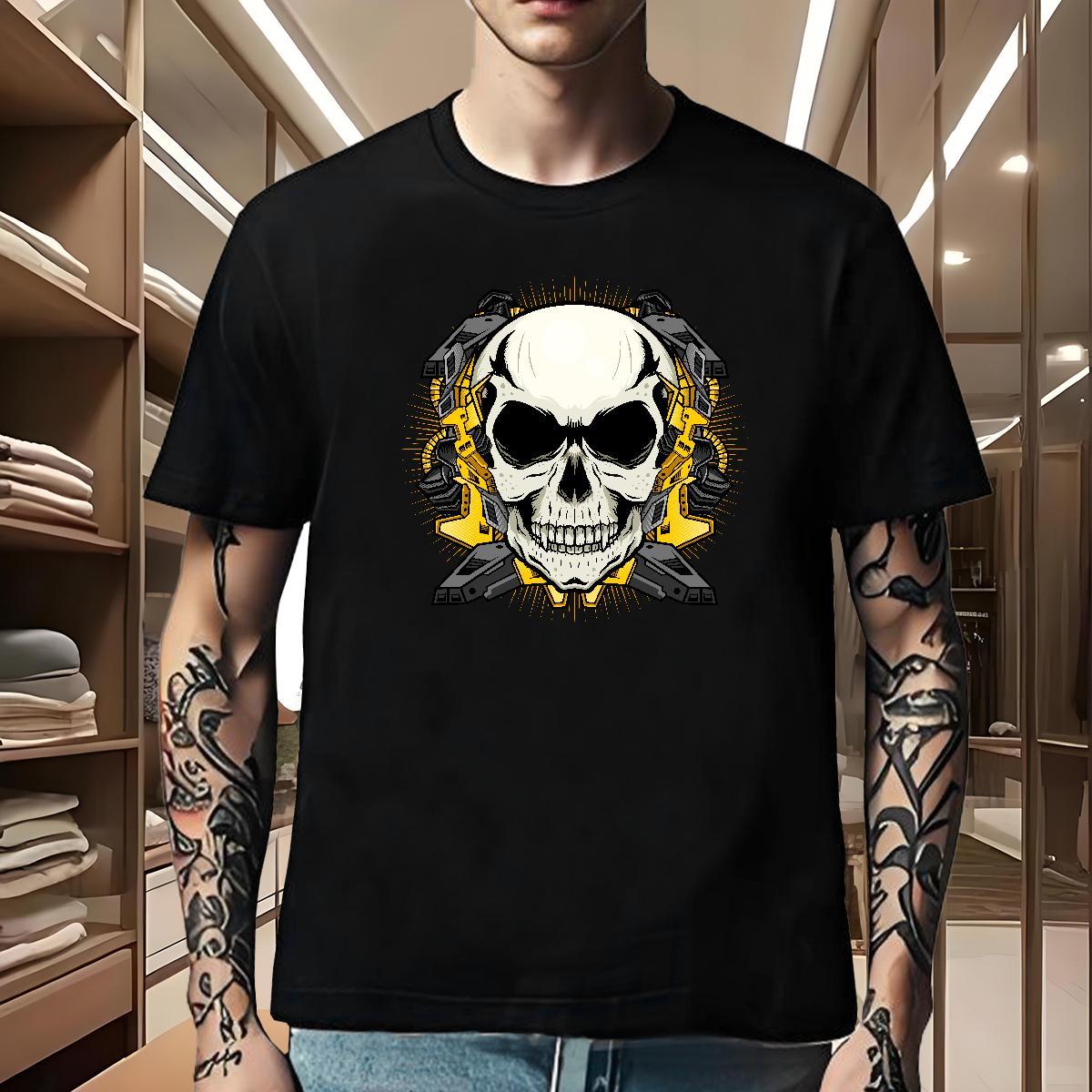 Loose T Shirt For Man 100% Cotton 230g skull Street wear Hip Hop Custom Big Size Short Sleeve Soft Couples T Shirts Free Shipping Tees