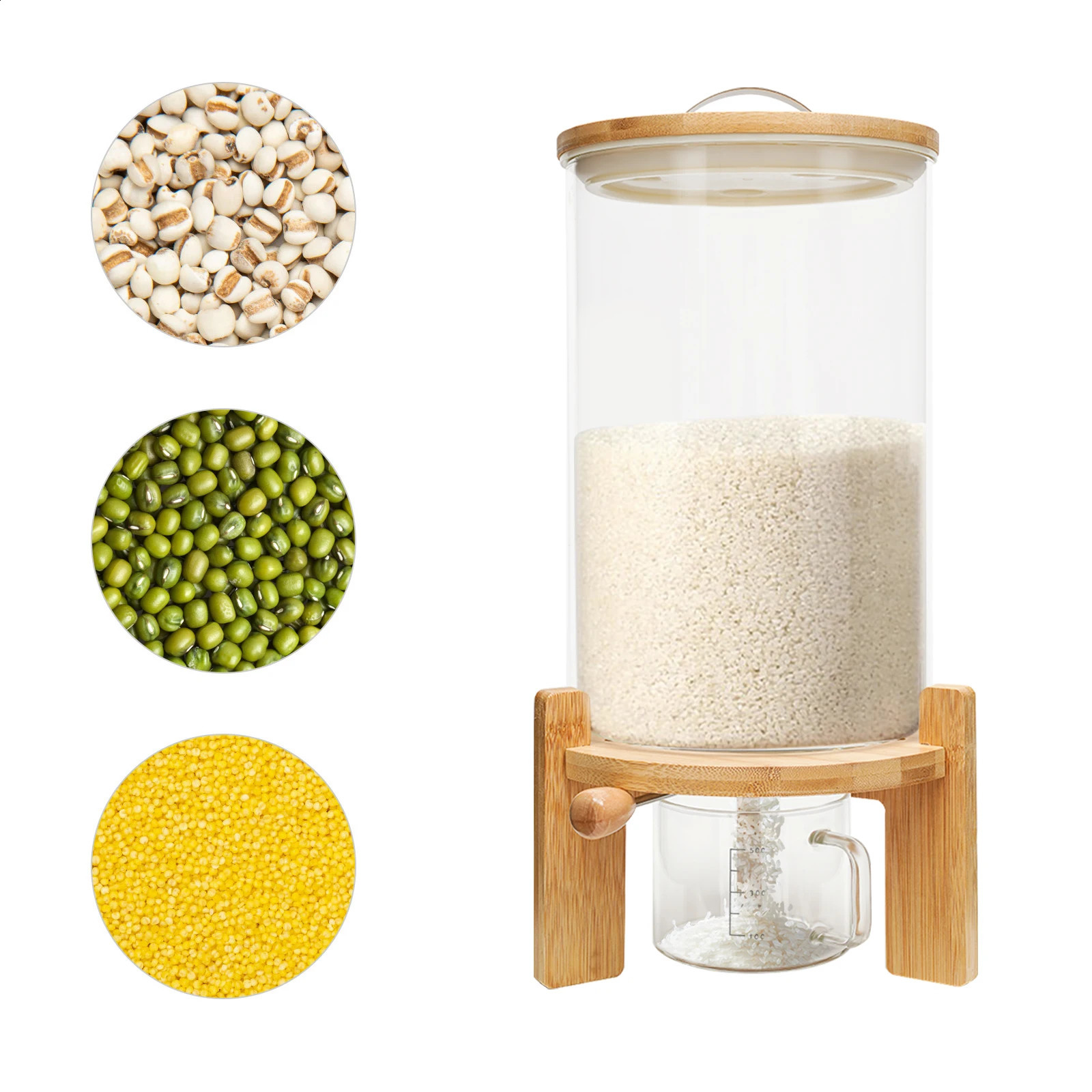 Flour and Grain Container 5L75L Rice Dispenser Creative Glass Food Storage Room for Kitchen Organization Airtightness 240826