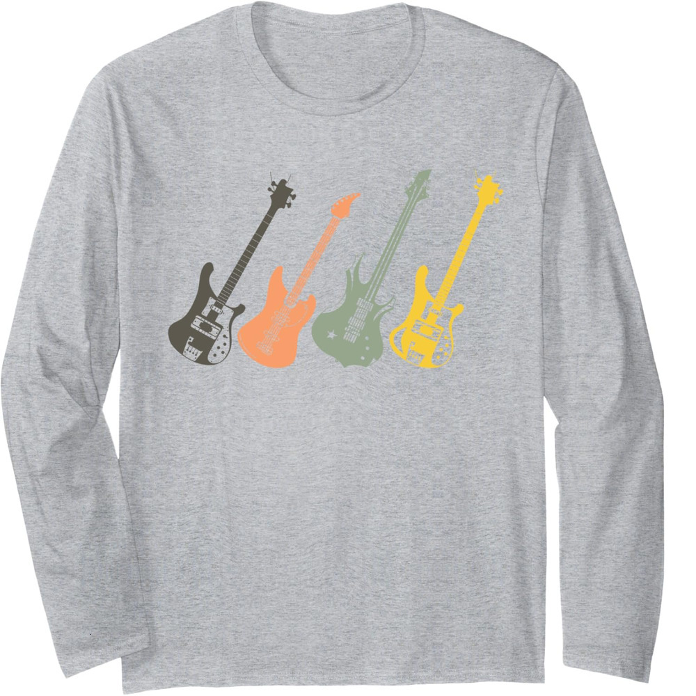 Long Sleeve Shirts for Men sweatshirt Colored Guitars Electric Acoustic Music Funny Gift Long Sleeve T shirt Tee Streetwear Casual tops clothes