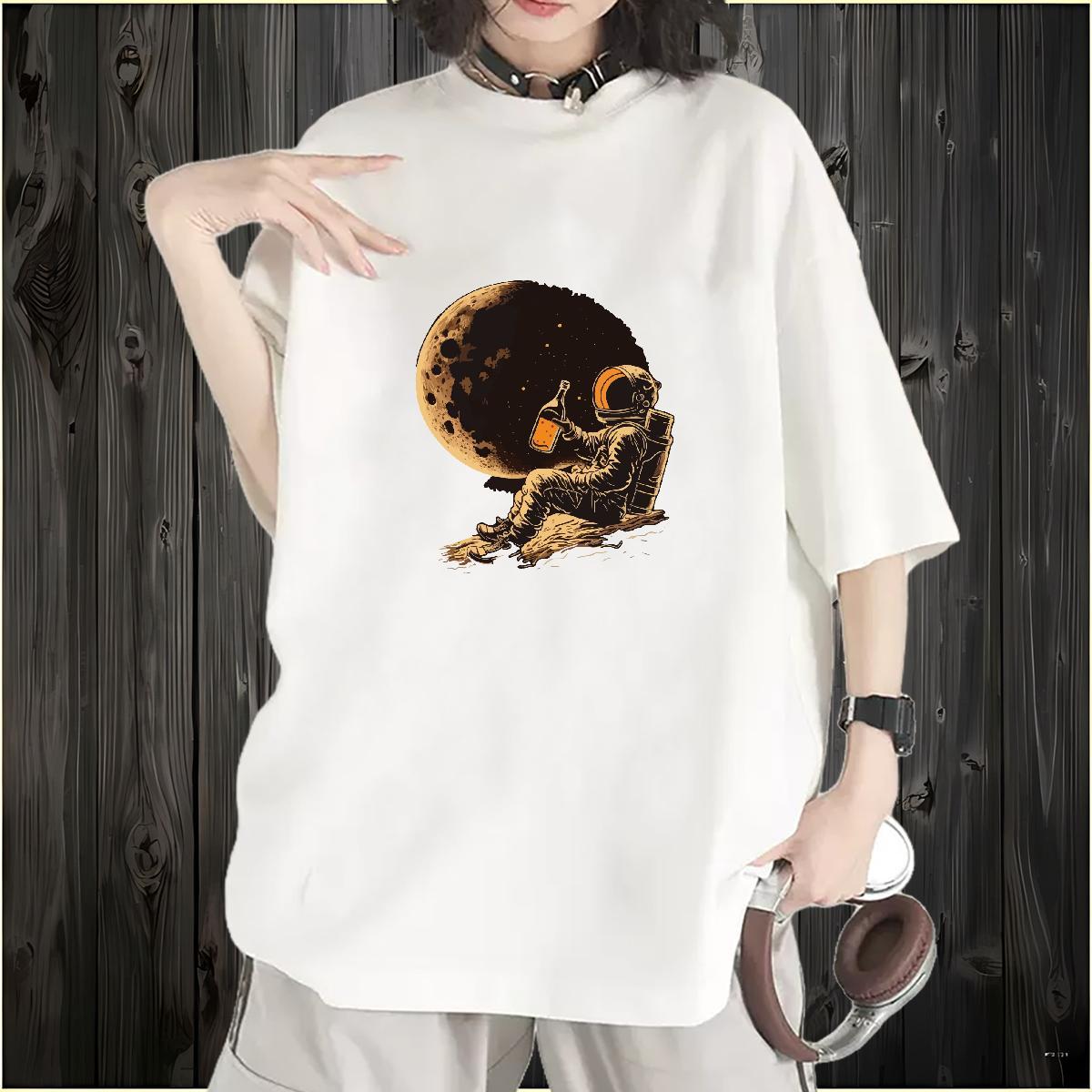 Lady Tshirt for Man Woman 100% Cotton 230g universe Summer Casual T Shirt For Woman Breathable Crew Neck Cartoon Anime Tees Shirts