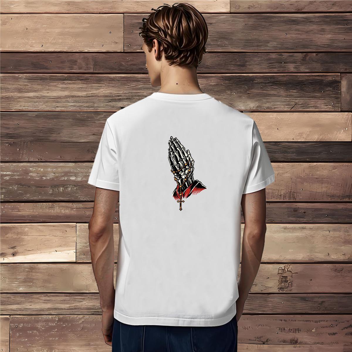 Wholesale Men T Shirts 100% Cotton 230g skull Hip Hop Floral Print Breathable Short Sleeve Men Tops Tees Customized Tshirts