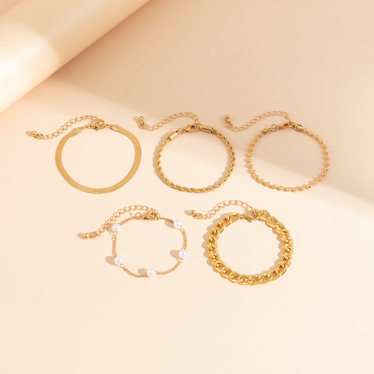 Jewelry imitation pearl chain bead simple alloy heart-shaped rhinestone versatile bracelet