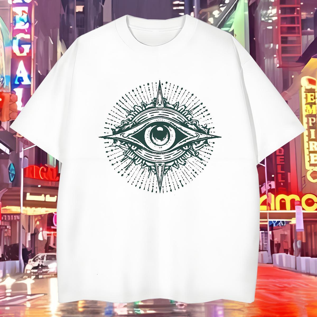 Soft T Shirt For Man 230g 100% Cotton eye of the devil Casual Daily Wear Oversized Breathable Men Tops Tees Classic Top Tees