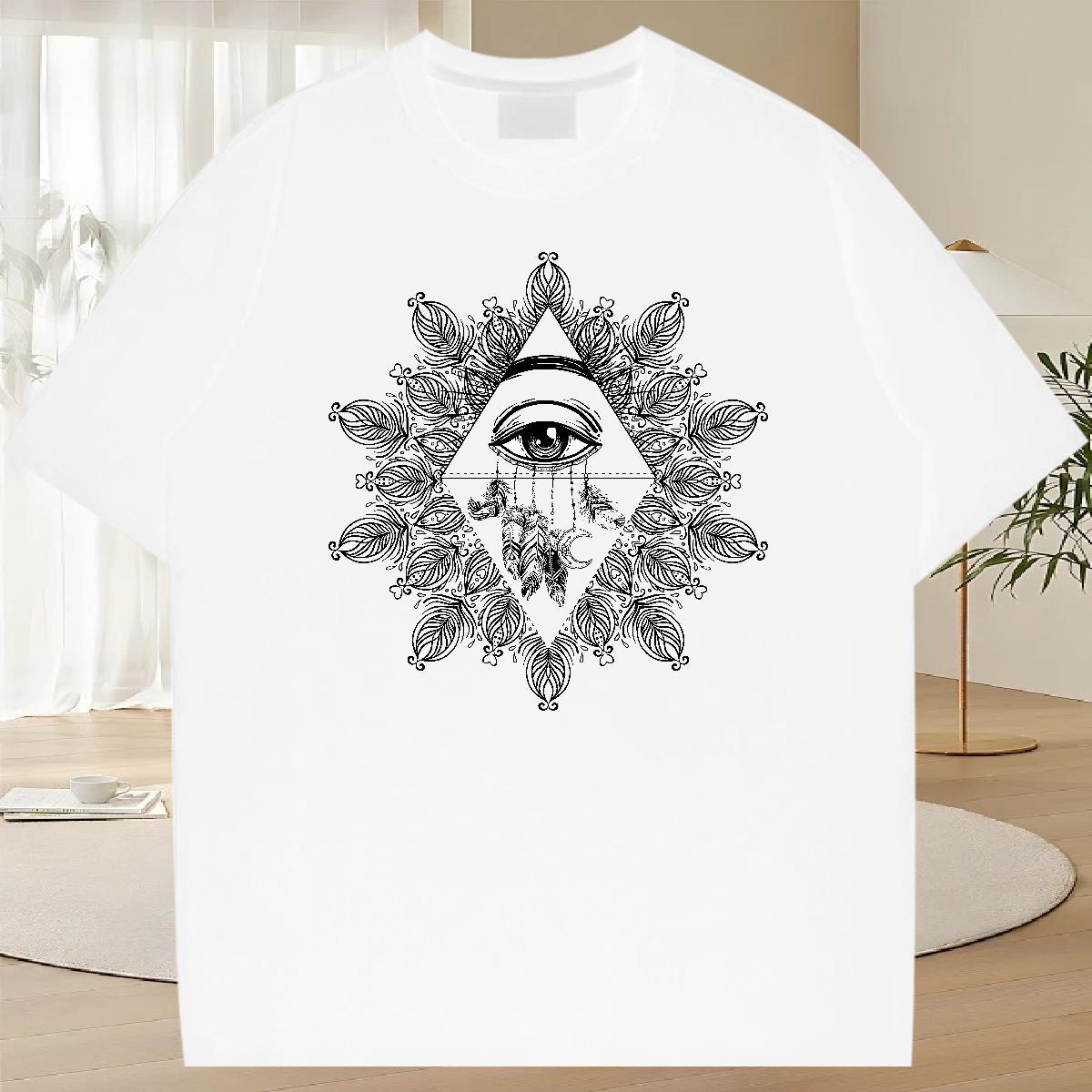 Cool T-Shirts for Men 230g Pure Cotton eye of the devil Casual Daily Wear DIY Anime O-Neck Short Sleeve Men Clothes T-Shirt 2024 Tees