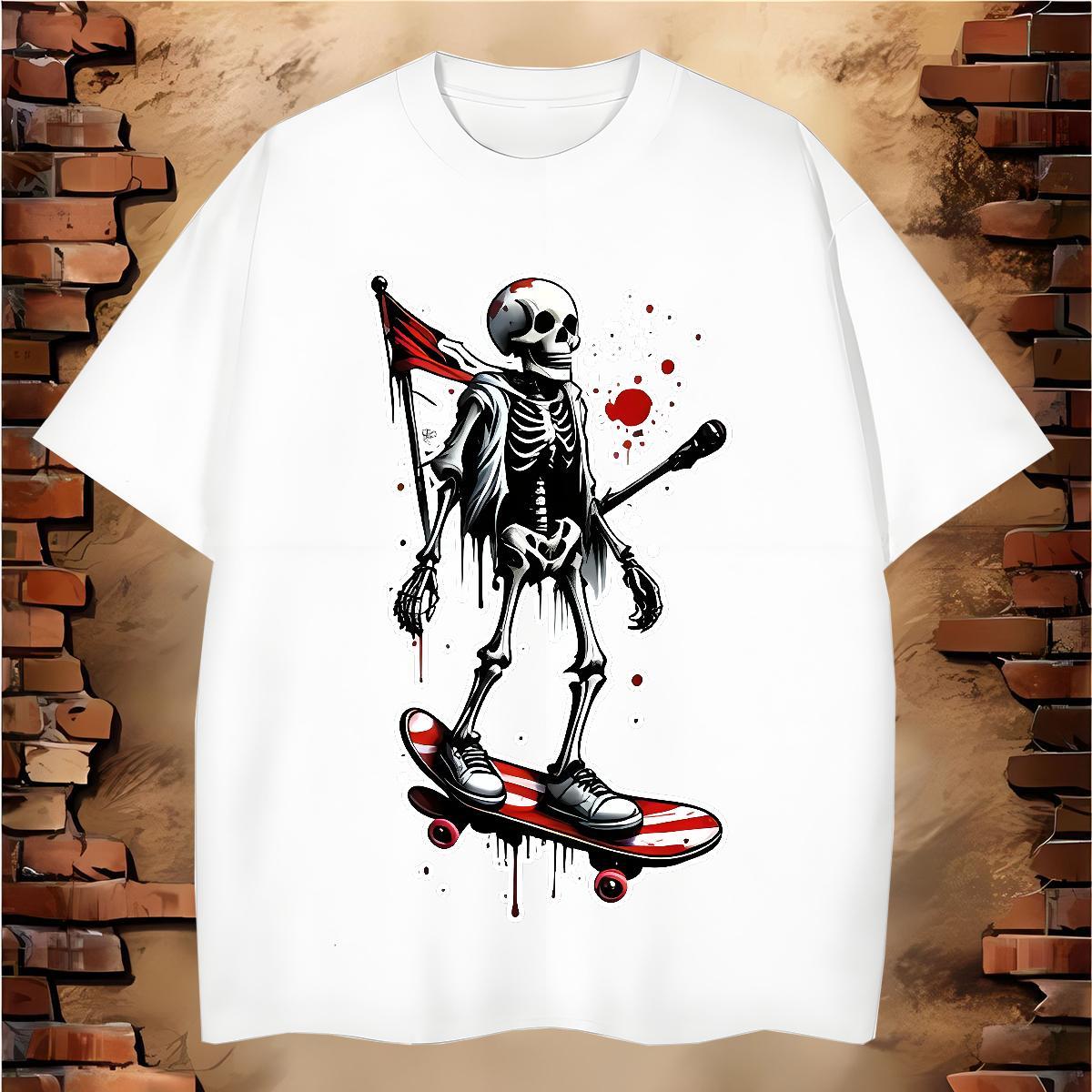 Wholesale T Shirt For Man 230g Cotton skull Summer Casual DIY Anime Breathable Crew Neck Couples T Shirts Fashion Designer Top Tees