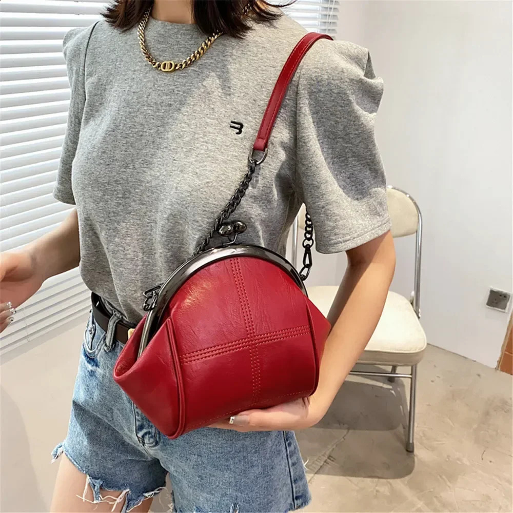 Fashion Chain n Womens Shoulder Bag High Quality PU Leather Messenger Solid Color Wallet Bolsos 240826