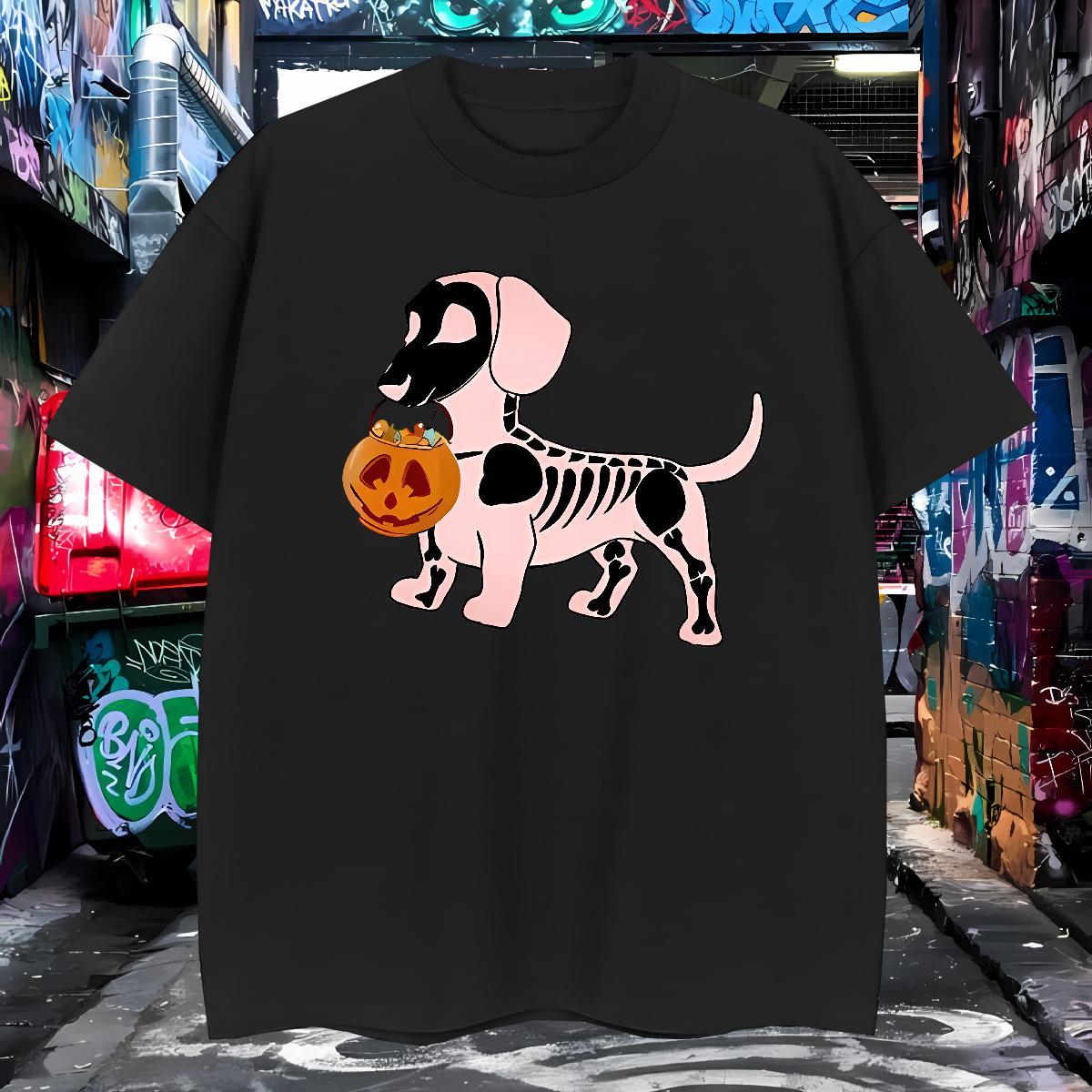 TOP Quality Mens T Shirts 230g Cotton dog Daily Outfit Skull Breathable Crew Neck Tshirt for Man Woman 2024 New Tops Tees